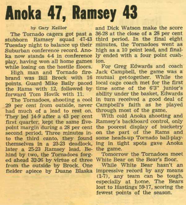 The Anoka Herald: Anoka 47, Ramsey 43